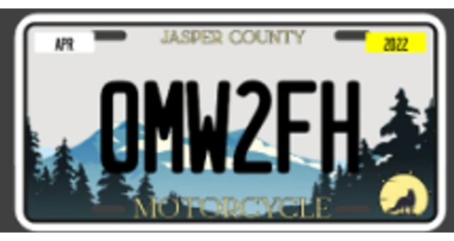 NC 003 — Motorcycle plate, sample number OMW2FH